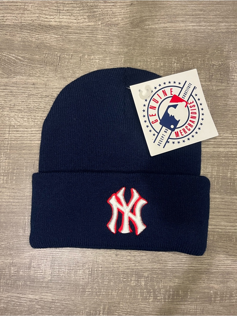 Vintage NY Yankee Navy Beanie MLB Genuine Merchandise NWT